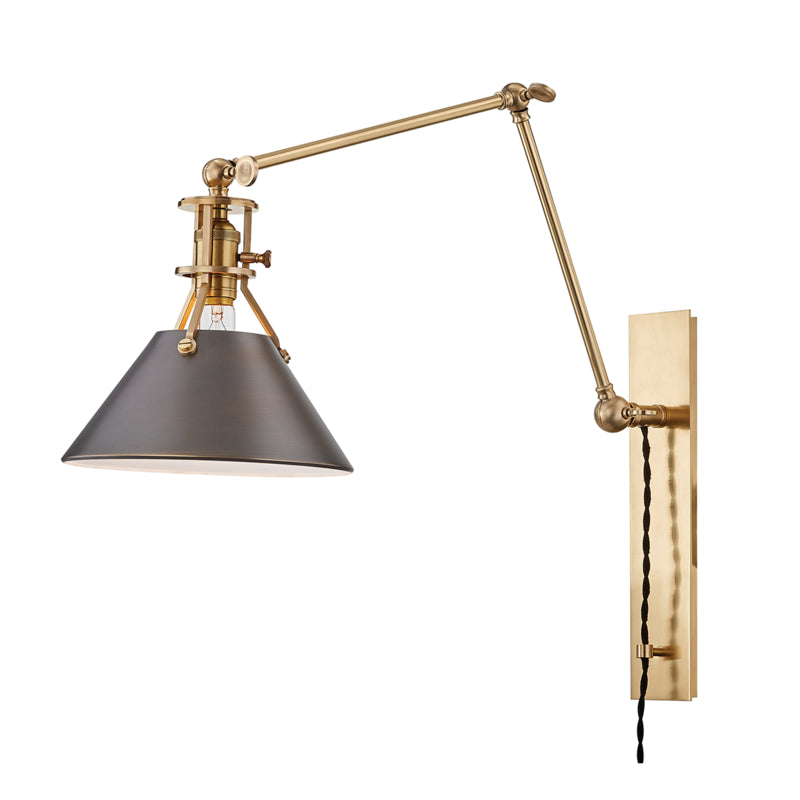 Metal No.2 1 Light Swing Arm Wall Sconce in Aged/Antique Distressed Bronze