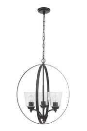 Tyler Three Light Foyer Pendant in Flat Black