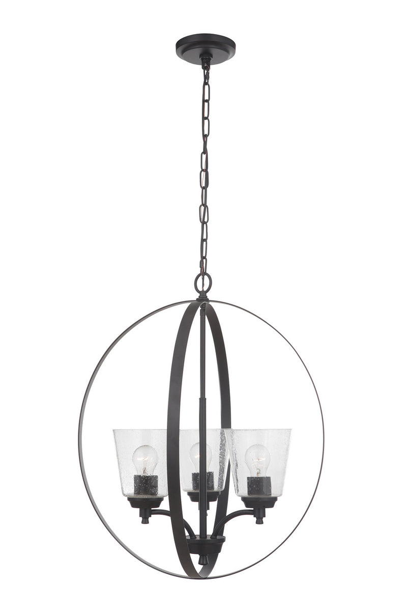 Tyler Three Light Foyer Pendant in Flat Black