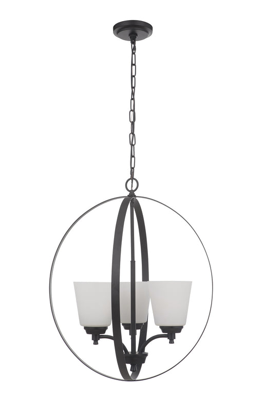 Tyler Three Light Foyer Pendant in Flat Black