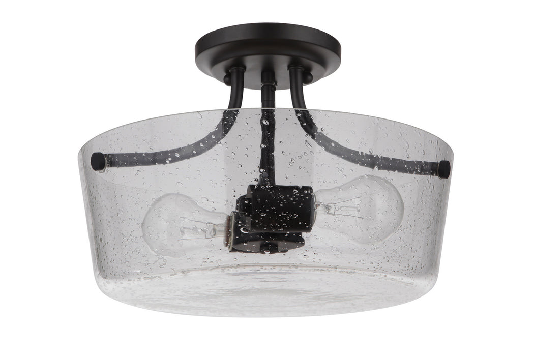 Tyler Two Light Semi Flush Mount in Flat Black