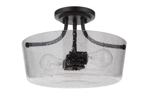 Tyler Two Light Semi Flush Mount in Flat Black