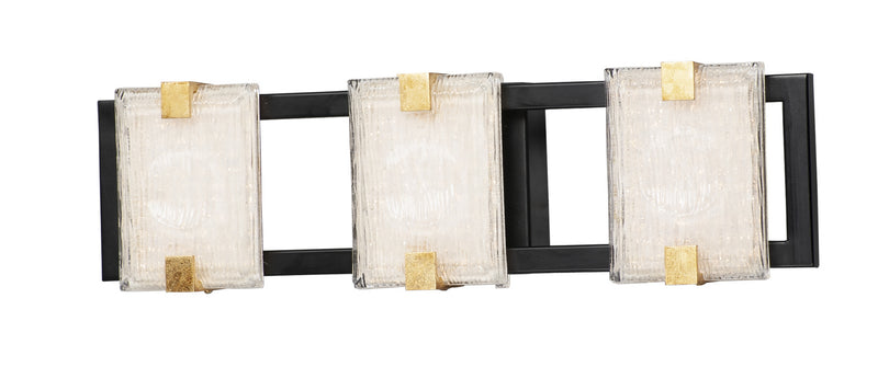Radiant 3-Light LED Bath Sconce in Black / Gold Leaf - Lamps Expo