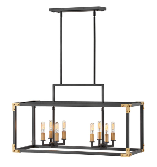Louis Eight Light Linear Chandelier in Satin Black - Lamps Expo