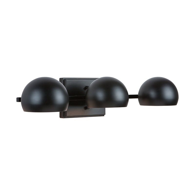 Hadley 3 Light Vanity in Matte Black with Tiltable Bolt-On Metal Shade