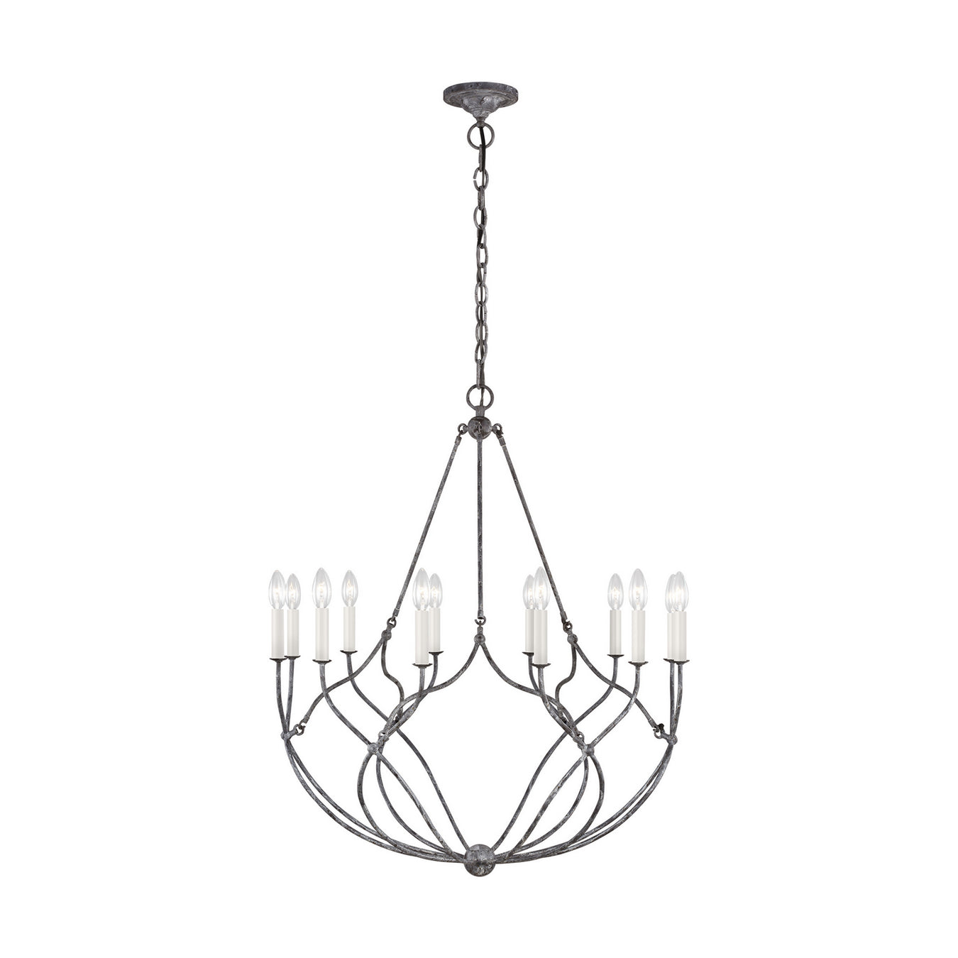 Richmond 12-Light Single Tier Chandelier in Weathered Galvanized - Lamps Expo