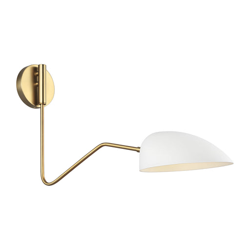 Jane 1-Light Swing Arm Sconce in Matte White/Burnished Brass - Lamps Expo
