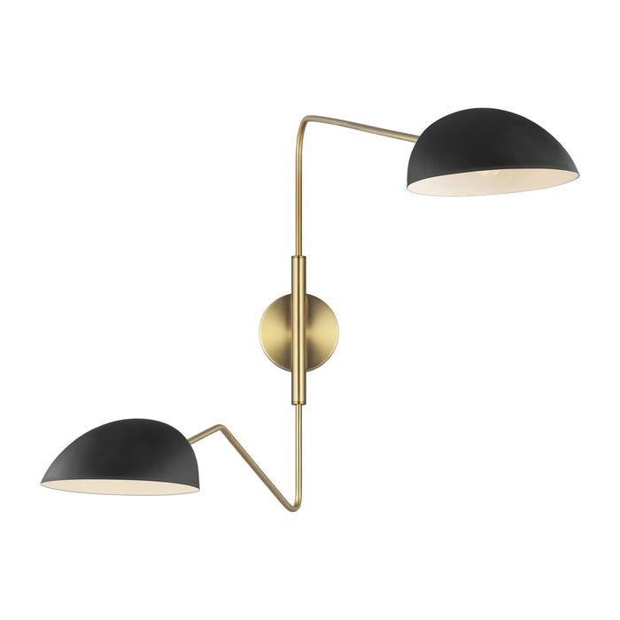 Jane 2-Light Swing Arm Sconce in Midnight Black/Burnished Brass - Lamps Expo