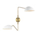 Jane 2-Light Swing Arm Sconce in Matte White/Burnished Brass - Lamps Expo