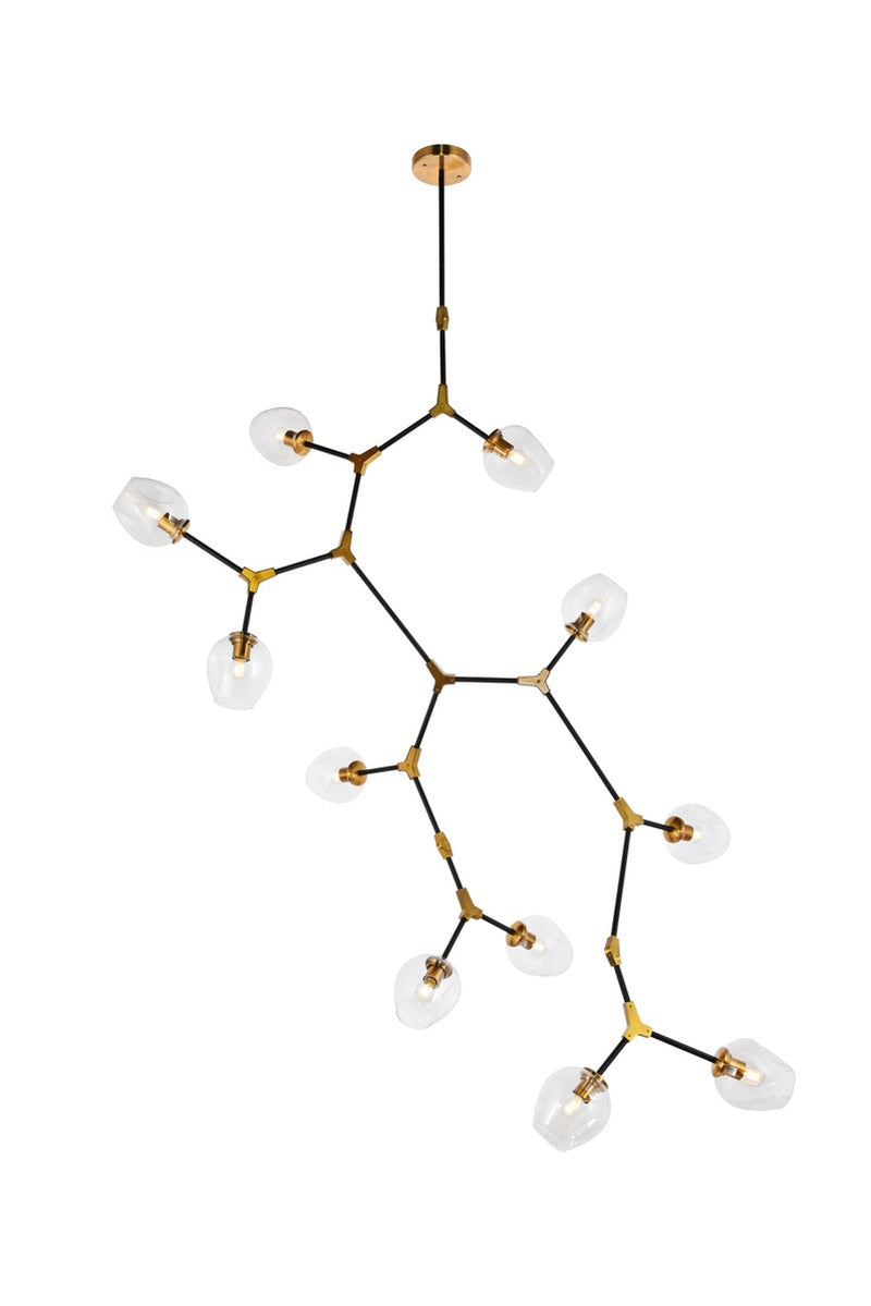 Cavoli 11-Light Pendant in Light Antique Brass & Flat Black