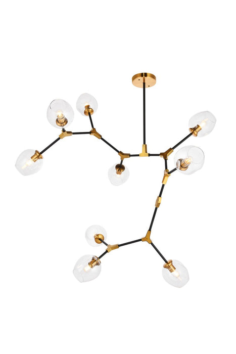 Cavoli 9-Light Pendant in Light Antique Brass & Flat Black