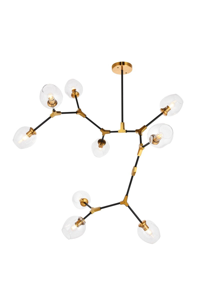 Cavoli 9-Light Pendant in Light Antique Brass & Flat Black