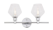 Gene 2-Light Wall Sconce in Chrome & Clear Glass