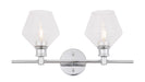 Gene 2-Light Wall Sconce in Chrome & Clear Glass