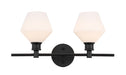 Gene 2-Light Wall Sconce in Black & Frosted White Glass