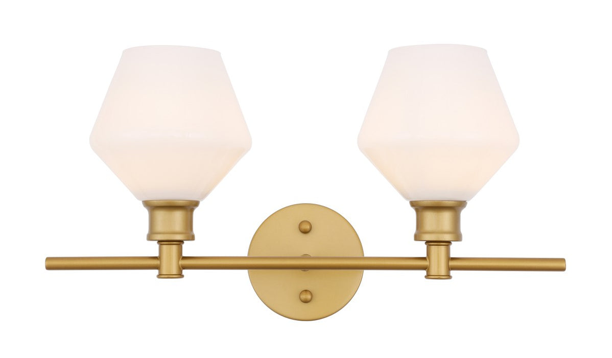 Gene 2-Light Wall Sconce in Brass & Frosted White Glass