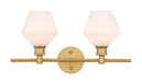 Gene 2-Light Wall Sconce in Brass & Frosted White Glass