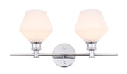 Gene 2-Light Wall Sconce in Chrome & Frosted White Glass
