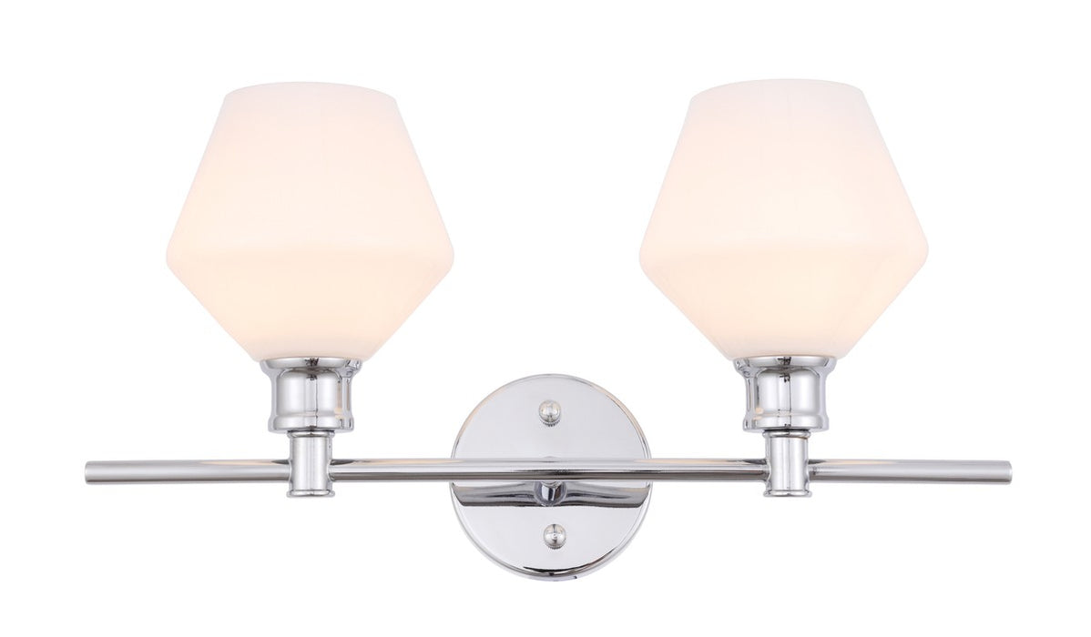 Gene 2-Light Wall Sconce in Chrome & Frosted White Glass