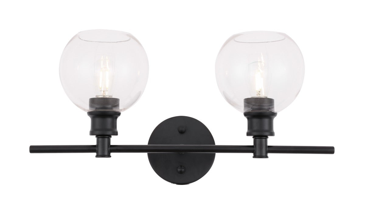 Collier 2-Light Wall Sconce in Black & Clear Glass