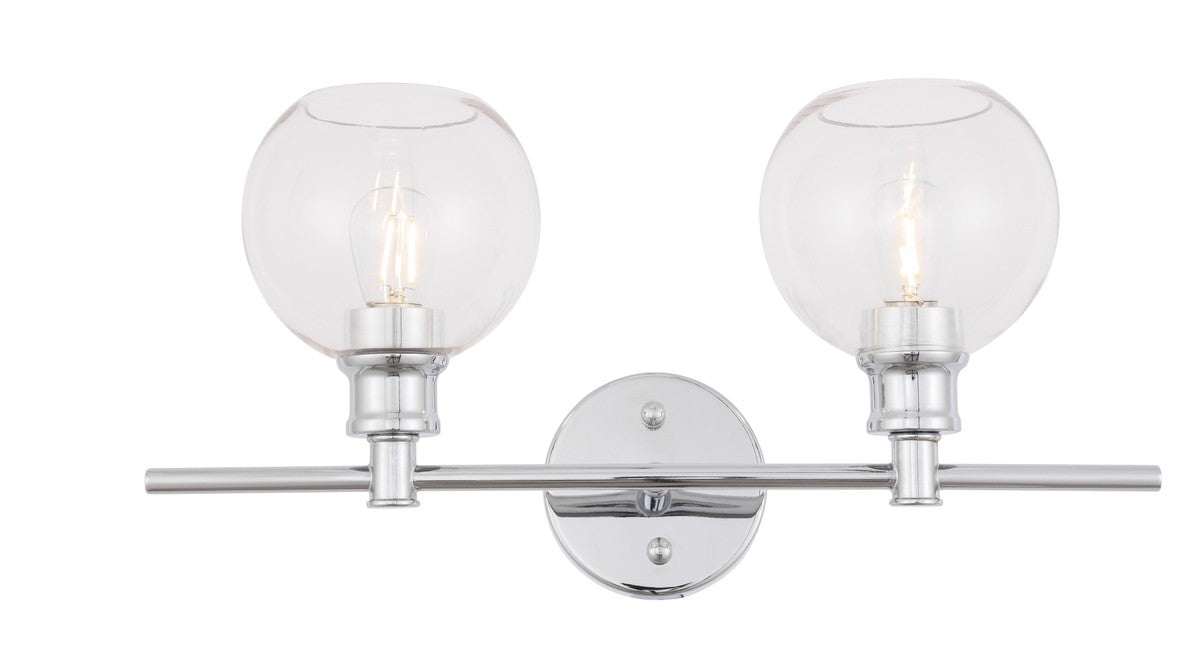 Collier 2-Light Wall Sconce in Chrome & Clear Glass