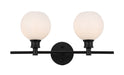 Collier 2-Light Wall Sconce in Black & Frosted White Glass
