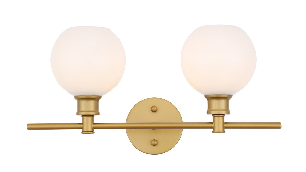 Collier 2-Light Wall Sconce in Brass & Frosted White Glass