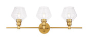 Gene 3-Light Wall Sconce in Brass & Clear Glass