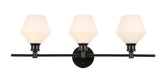 Gene 3-Light Wall Sconce in Black & Frosted White Glass
