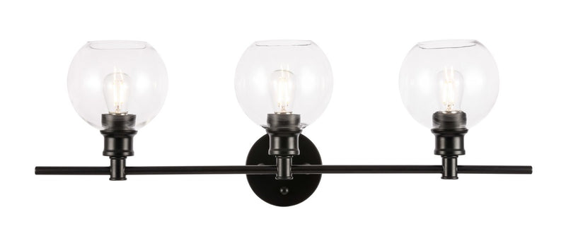 Collier 3-Light Wall Sconce in Black & Clear Glass