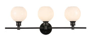 Collier 3-Light Wall Sconce in Black & Frosted White Glass