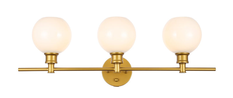 Collier 3-Light Wall Sconce in Brass & Frosted White Glass