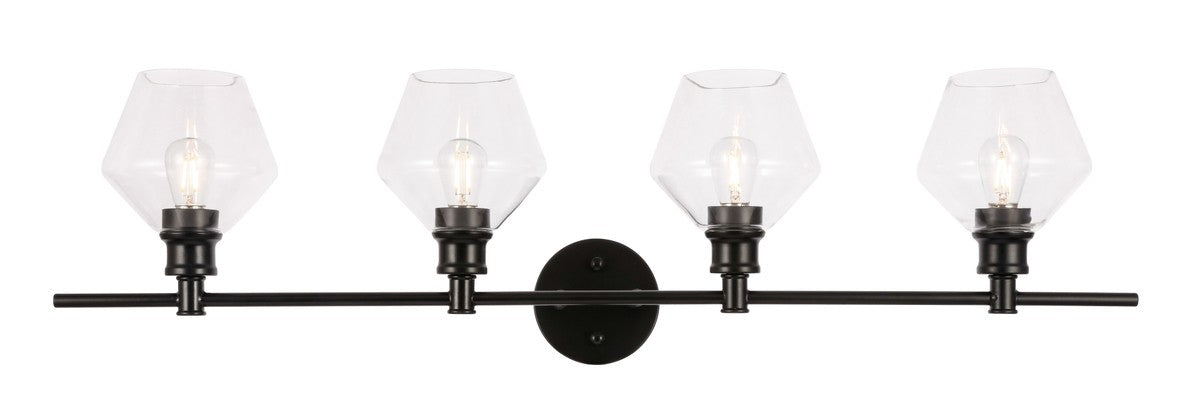 Gene 4-Light Wall Sconce in Black & Clear Glass
