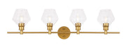 Gene 4-Light Wall Sconce in Brass & Clear Glass