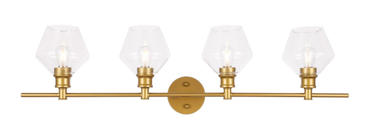Gene 4-Light Wall Sconce in Brass & Clear Glass