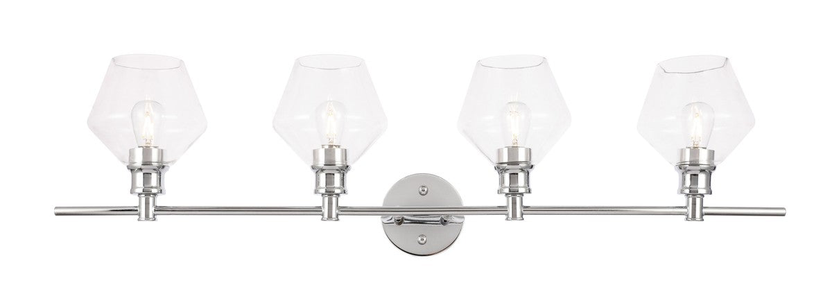 Gene 4-Light Wall Sconce in Chrome & Clear Glass
