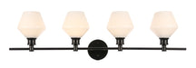 Gene 4-Light Wall Sconce in Black & Frosted White Glass