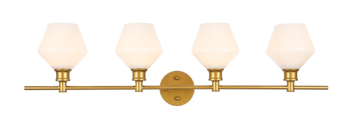 Gene 4-Light Wall Sconce in Brass & Frosted White Glass