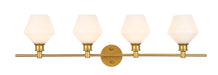 Gene 4-Light Wall Sconce in Brass & Frosted White Glass