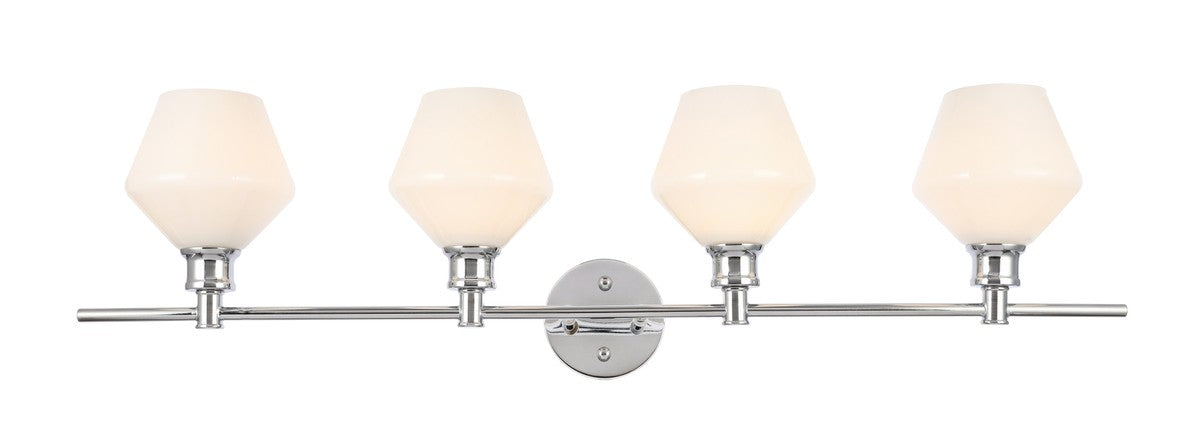 Gene 4-Light Wall Sconce in Chrome & Frosted White Glass