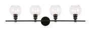 Collier 4-Light Wall Sconce in Black & Clear Glass