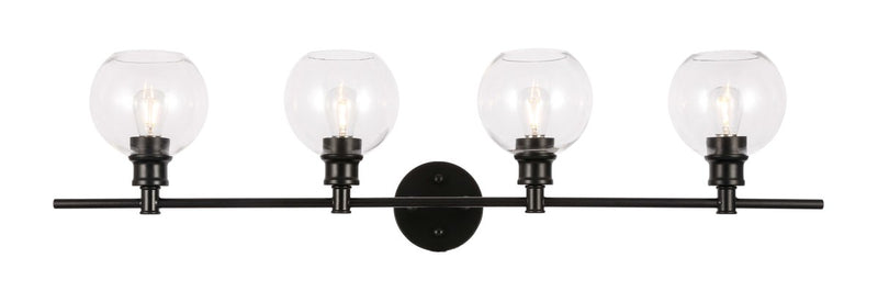 Collier 4-Light Wall Sconce in Black & Clear Glass