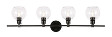 Collier 4-Light Wall Sconce in Black & Clear Glass