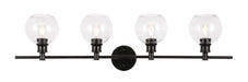 Collier 4-Light Wall Sconce in Black & Clear Glass