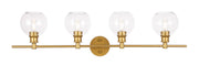 Collier 4-Light Wall Sconce in Brass & Clear Glass