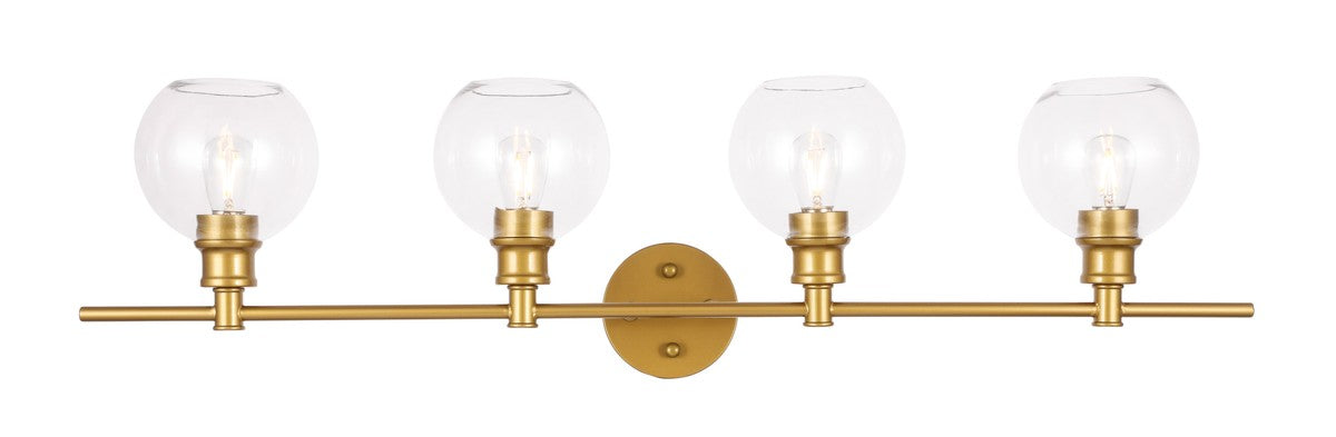 Collier 4-Light Wall Sconce in Brass & Clear Glass