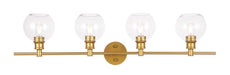 Collier 4-Light Wall Sconce in Brass & Clear Glass