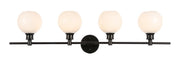 Collier 4-Light Wall Sconce in Black & Frosted White Glass