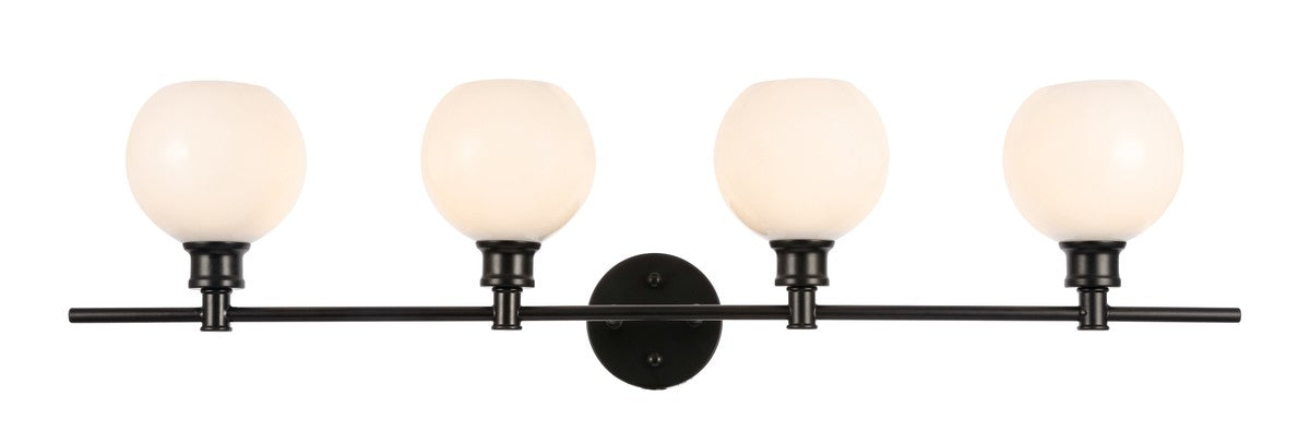 Collier 4-Light Wall Sconce in Black & Frosted White Glass