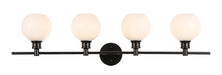Collier 4-Light Wall Sconce in Black & Frosted White Glass